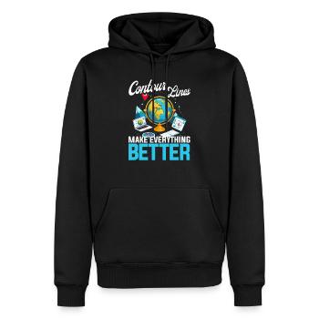 Geographic Information Systems Contur Lines - Men’s Premium Organic Hoodie - black - Front - Nico (187cm)
