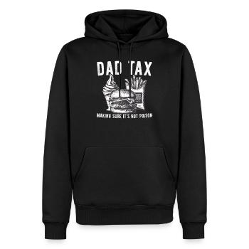 Papa Taxe : S’assurer que ce n’est pas du poison - Sweat à capuche Premium bio Homme - noir - Devant - Nico (187cm)