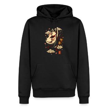 Kitsune japonais Masque - Sweat à capuche Premium bio Homme - noir - Devant - Nico (187cm)