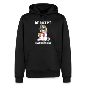 Die Lage Ist Besäufniserregend mit Einhorn - Männer Premium Bio Hoodie - Schwarz - Vorne - Nico (187cm)