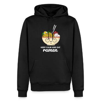 Restez calme et mangez des ramen - Sweat à capuche Premium bio Homme - noir - Devant - Nico (187cm)