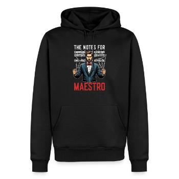 Directeur musical Les notes pour le maestro mélomane - Sweat à capuche Premium bio Homme - noir - Devant - Nico (187cm)