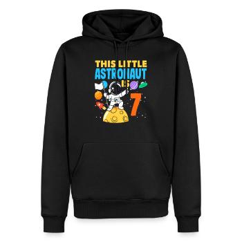 Un petit astronaute fête ses sept ans - Sweat à capuche Premium bio Homme - noir - Devant - Nico (187cm)