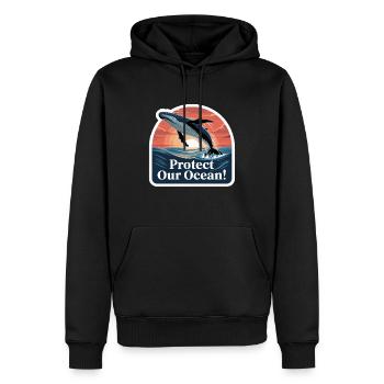 BALEINES, PROTÉGEZ NOTRE OCÉAN - Sweat à capuche Premium bio Homme - noir - Devant - Nico (187cm)