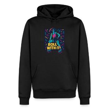 Roll With It - Retro Roller Skater - Männer Premium Bio Hoodie - Schwarz - Vorne - Nico (187cm)