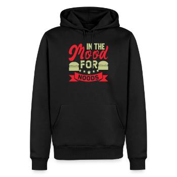 Dans l’ambiance pour Noods Funny Design - Sweat à capuche Premium bio Homme - noir - Devant - Nico (187cm)