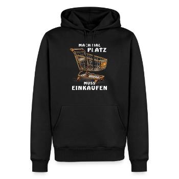 PANIER D’ACHAT FAIRE DE LA PLACE DOIT FAIRE SES ACHATS - Sweat à capuche Premium bio Homme - noir - Devant - Nico (187cm)
