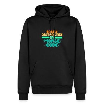 Morsecode Easily Distracted By Morse Code - Männer Premium Bio Hoodie - Schwarz - Vorne - Nico (187cm)