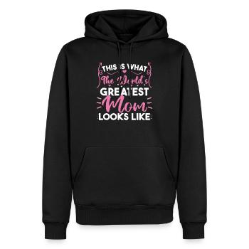 La plus grande maman du monde - Proud Mom Life - Sweat à capuche Premium bio Homme - noir - Devant - Nico (187cm)