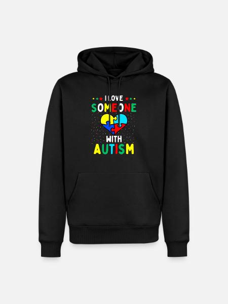 J’aime quelqu’un avec autisme - Sweat à capuche Premium bio Homme - noir