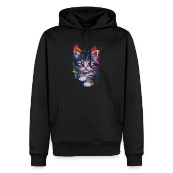 Colorful Cat Artwork Vivid and Unique - Men’s Premium Organic Hoodie - black - Front - Nico (187cm)