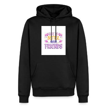 Life is Better with friends - Männer Premium Bio Hoodie - Schwarz - Vorne - Nico (187cm)