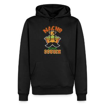 Nacho Average Cousin Humor Design - Männer Premium Bio Hoodie - Schwarz - Vorne - Nico (187cm)