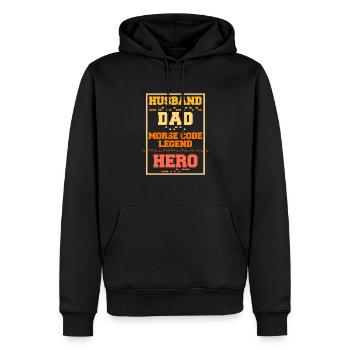 Morsecode Husband Dad Morse Code Legend - Männer Premium Bio Hoodie - Schwarz - Vorne - Nico (187cm)