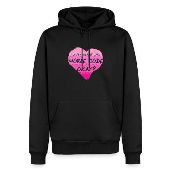 Morsecode I Just Really Like Morse Code Okay? - Männer Premium Bio Hoodie - Schwarz - Vorne - Nico (187cm)