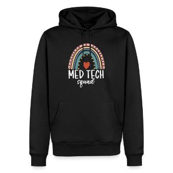 Med Tech Squad Boho Regenbogen Lustiges medizinisches Labor - Männer Premium Bio Hoodie - Schwarz - Vorne - Nico (187cm)