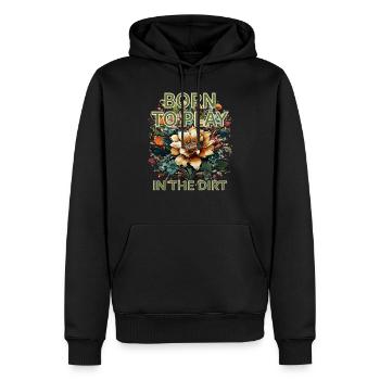 BORN TO PLAY IN THE DIRT - Männer Premium Bio Hoodie - Schwarz - Vorne - Nico (187cm)