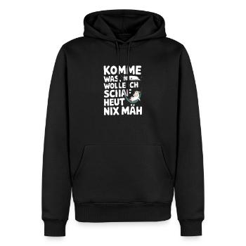 Komme was WOLLE Ich SCHAF heut nix MÄH - Männer Premium Bio Hoodie - Schwarz - Vorne - Nico (187cm)