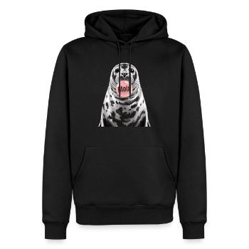 phoque phoque mer Baltique mer du Nord Moin - Sweat à capuche Premium bio Homme - noir - Devant - Nico (187cm)