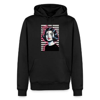 Pop Art Retro Gesicht Frau Stilvolles Design - Männer Premium Bio Hoodie - Schwarz - Vorne - Nico (187cm)