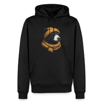 Stylischer Bär mit Mütze - Männer Premium Bio Hoodie - Schwarz - Vorne - Nico (187cm)