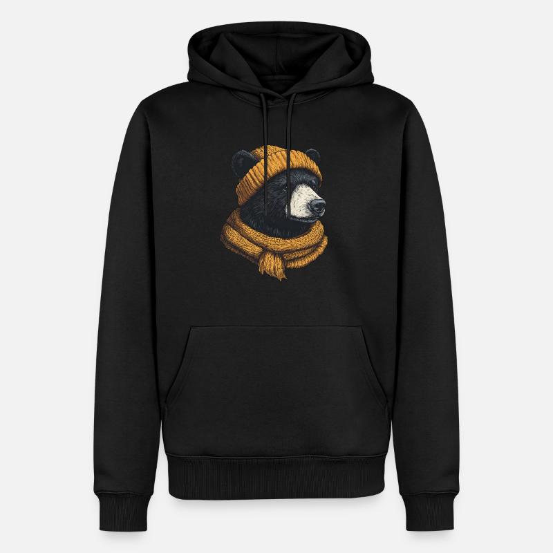 Ours élégant avec casquette - Sweat à capuche Premium bio Homme - noir