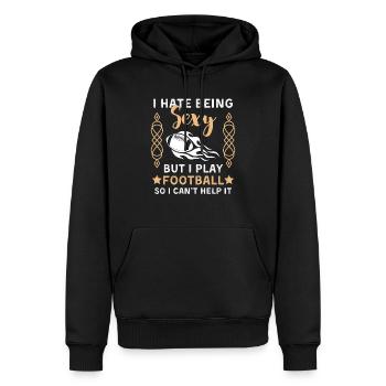 Drôle de dicton de football américain - Sweat à capuche Premium bio Homme - noir - Devant - Nico (187cm)