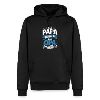 Adored as a dad, adored as a grandpa - Men’s Premium Organic Hoodie - black - Front - Nico (187cm)