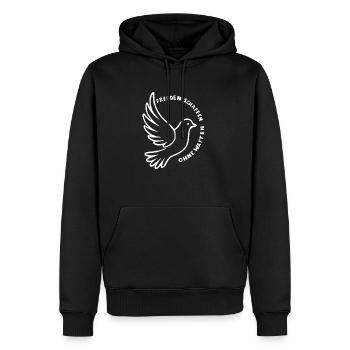 Friedenstaube Frieden Schaffen ohne Waffen - Männer Premium Bio Hoodie - Schwarz - Vorne - Nico (187cm)