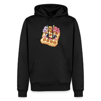 Waffel mit Blumen - Männer Premium Bio Hoodie - Schwarz - Vorne - Nico (187cm)