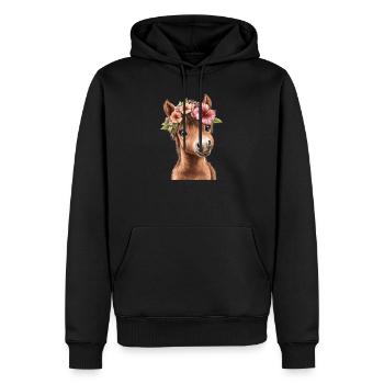Flower pony with wreath - Men’s Premium Organic Hoodie - black - Front - Nico (187cm)