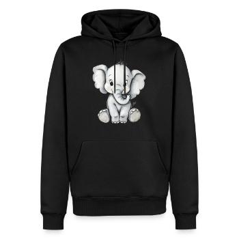 kleiner süßer Elefant - Männer Premium Bio Hoodie - Schwarz - Vorne - Nico (187cm)