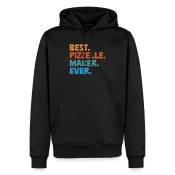Gaufre Pizzelle - Gaufres italiennes - Sweat à capuche Premium bio Homme - noir - Devant - Nico (187cm)