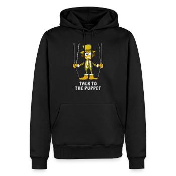 PARLEZ À LA MARIONNETTE - Sweat à capuche Premium bio Homme - noir - Devant - Nico (187cm)