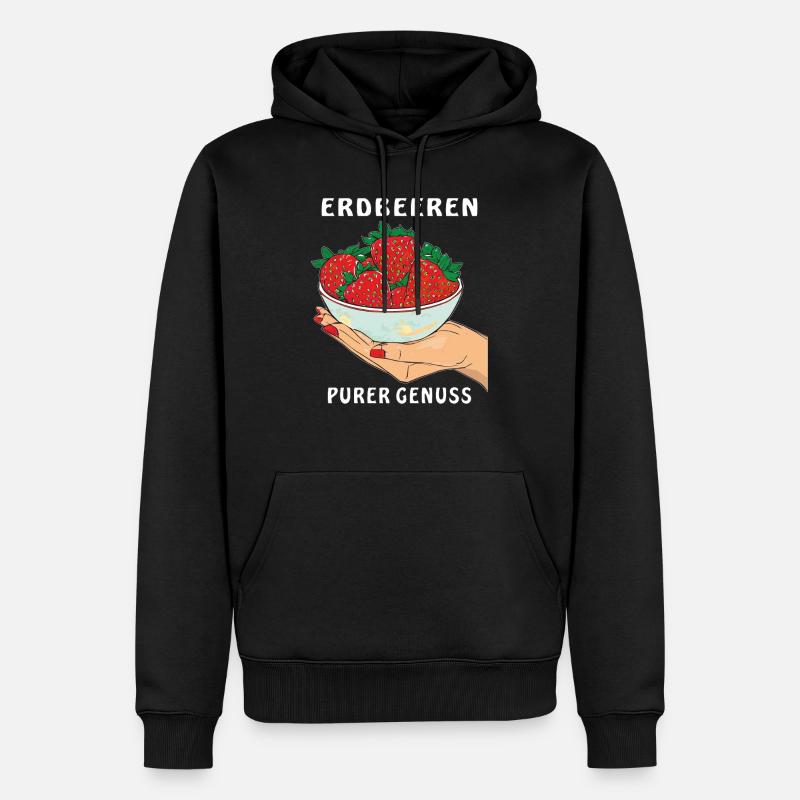 FRAISES MAIN PUR PLAISIR - Sweat à capuche Premium bio Homme - noir