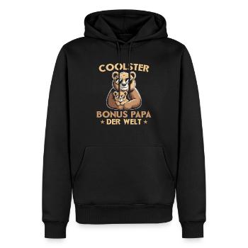 Coolster Bonus Papa der Welt - Vatertag Geschenk - Männer Premium Bio Hoodie - Schwarz - Vorne - Nico (187cm)