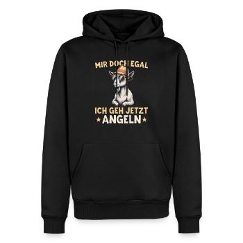 Ziege - Mir doch egal Ich geh Angeln - Männer Premium Bio Hoodie - Schwarz - Vorne - Nico (187cm)