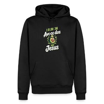 Coole Avocado für Christen - Männer Premium Bio Hoodie - Schwarz - Vorne - Nico (187cm)