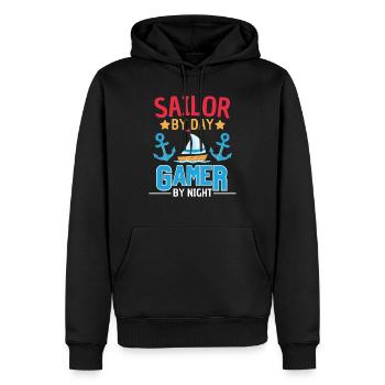 La voile rencontre le design de jeu - Sweat à capuche Premium bio Homme - noir - Devant - Nico (187cm)