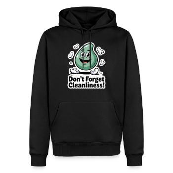 BOOGERS, VERGESSEN SIE NICHT DIE SAUBERKEIT - Männer Premium Bio Hoodie - Schwarz - Vorne - Nico (187cm)