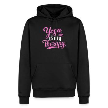 Le yoga est ma thérapie - Sweat à capuche Premium bio Homme - noir - Devant - Nico (187cm)