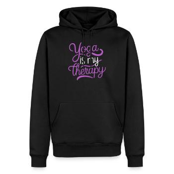 Le yoga est ma thérapie - Sweat à capuche Premium bio Homme - noir - Devant - Nico (187cm)