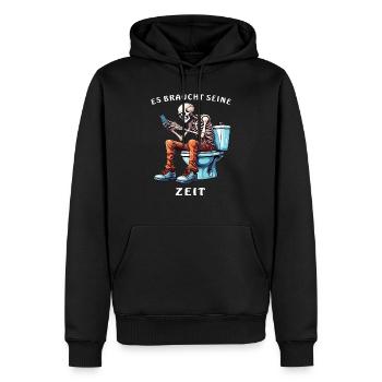 SKELETT TOILETTE SMARTPHONE - Männer Premium Bio Hoodie - Schwarz - Vorne - Nico (187cm)