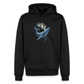 Crypto whale with Bitcoin coins splash water - Men’s Premium Organic Hoodie - black - Front - Nico (187cm)