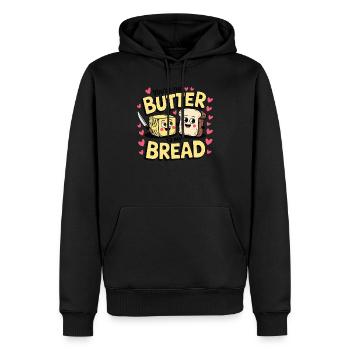 L’amour du beurre et du pain - Sweat à capuche Premium bio Homme - noir - Devant - Nico (187cm)