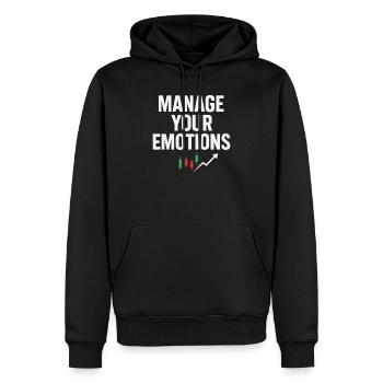 Trader d’actions Trading Mindset : Gérez vos émotions - Sweat à capuche Premium bio Homme - noir - Devant - Nico (187cm)
