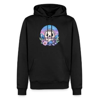 Igel in Alpenblumen - Männer Premium Bio Hoodie - Schwarz - Vorne - Nico (187cm)