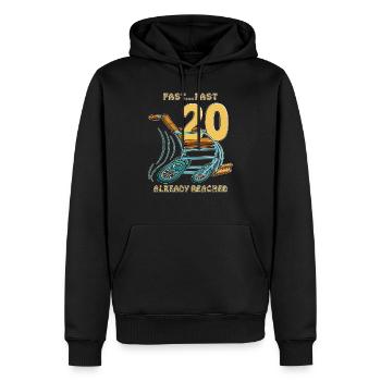 JEÛNE D’ANNIVERSAIRE... PRÈS DE 20 DÉJÀ ATTEINTS - Sweat à capuche Premium bio Homme - noir - Devant - Nico (187cm)