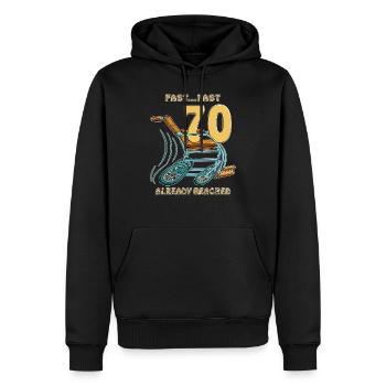 JEÛNE D’ANNIVERSAIRE... PRÈS DE 70 DÉJÀ ATTEINTS - Sweat à capuche Premium bio Homme - noir - Devant - Nico (187cm)