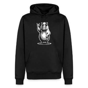 Rock Music Funny Capybara with Sunglasses - Men’s Premium Organic Hoodie - black - Front - Nico (187cm)